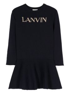 Lanvin Enfant short à logo en maille intarsia - Bleu