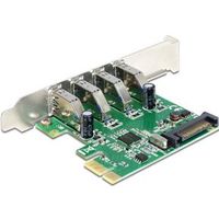 Delock 89360 PCI Express x1-kaart naar 4 x externe USB Type-A femalee USB 5 Gbps