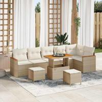 Tuinbankenset 9 pcs Beige poly rattan