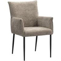 2e Halve Prijs Leen Bakker - Eetkamerstoel Teun - Stof - Beige - 58.5x64x91.5 Cm