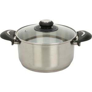 Kookpan klein model met glazen deksel - RVS - 2.7 liter - D20 x H10.5 cm