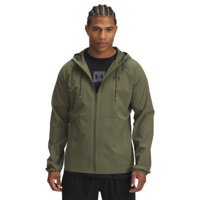 Under Armour Stretch Woven Windbreaker Full-Zip Olijfgroen Zwart