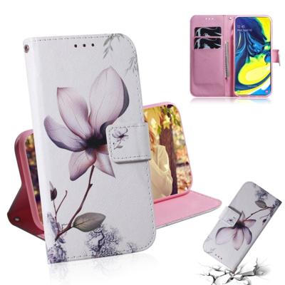 Schilderij patroon gekleurde tekening horizontale Flip lederen draagtas met houder & kaartsleuven & portemonnee voor Galaxy M40/A60 (Magnolia)