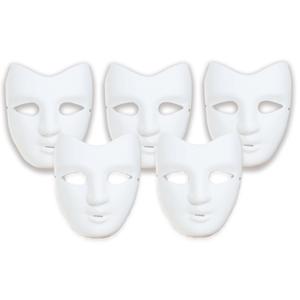 Grimeer masker DIY - 5x - wit - van kunststof - met elastiekje - volwassenen