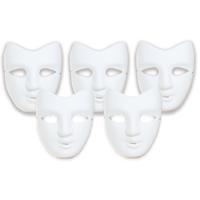 Grimeer masker DIY - 5x - wit - van kunststof - met elastiekje - volwassenen