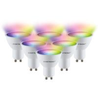 Set van 6 Smart GU10 Spots - 38° - 5,5 Watt 345 lumen - RGBWW - Wifi & Bluetooth - Bestuurbaar via app - Google Home, Amazon Alexa en Siri - Smart lampen