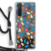 Kleurrijke katten: Sony Xperia 5 II Transparant Hoesje met koord