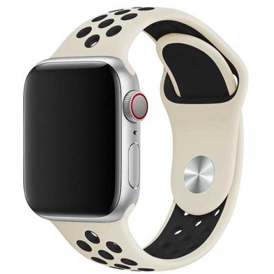 Apple Watch Dubbel Sport Band - Antiekwit Zwart - 44, 45, 46 & 49mm - ML