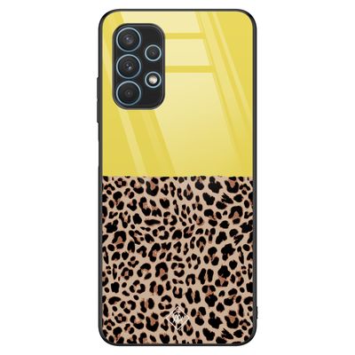 Samsung Galaxy A32 4G glazen hardcase - Luipaard geel