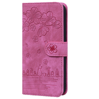 iPhone 15 Plus hoesje - Bookcase - Koord - Pasjeshouder - Portemonnee - Camerabescherming - Bloemenpatroon - Kunstleer - Roze