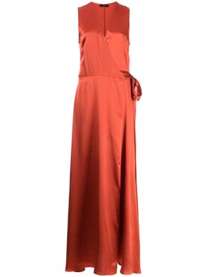 VOZ robe portefeuille longue en soie - Rouge