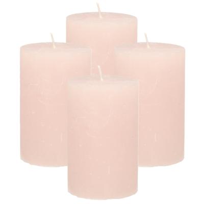 Atmosphera Stompkaars - 4x - licht roze - 5 x 8 cm - klein rustiek model - cilinderkaars - kaars