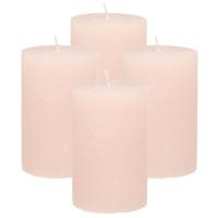 Atmosphera Stompkaars - 4x - licht roze - 5 x 8 cm - klein rustiek model - cilinderkaars - kaars