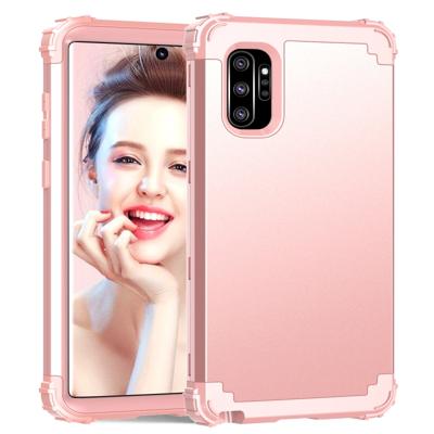 PC + silicone driedelige anti-drop beschermhoes voor Galaxy Note10 + (Rose Gold)