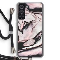 Roze stroom: Samsung Galaxy S21 FE Transparant Hoesje met koord