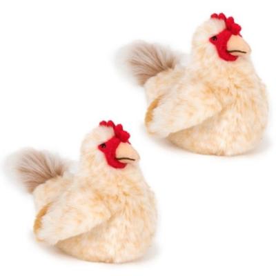 Semo Knuffel Kip - 2x - lichtbruin - pluche - 23 cm - boerderij knuffeldier