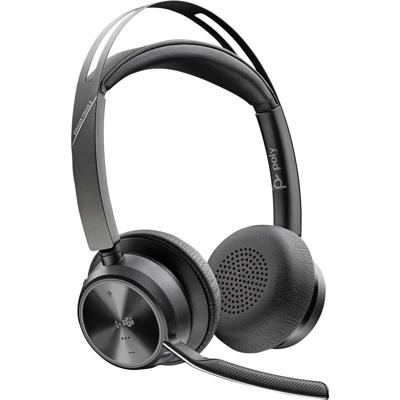 HP Poly Voyager Focus 2 On Ear headset Bluetooth Stereo Zwart Noise Cancelling Headset, Microfoon uitschakelbaar (mute), Volumeregeling Computer