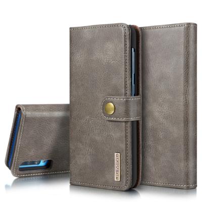 Dg. MING Crazy Horse textuur Flip afneembare magnetische lederen draagtas met houder & kaartsleuven & portemonnee voor Galaxy A70 (grijs)