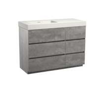 Storke Edge staand badmeubel 120 x 52 cm beton donkergrijs met Mata High asymmetrisch linkse wastafel in mat witte solid surface - thumbnail