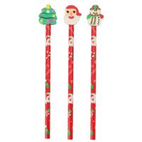 Potlood met Gum Kerst, 3st.