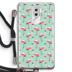 Flamingoprint groen: Honor 6X Transparant Hoesje met koord
