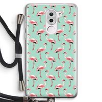 Flamingoprint groen: Honor 6X Transparant Hoesje met koord