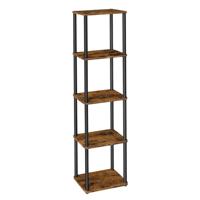 Boekenkast met planken voor veelzijdige opbergruimte, Vintage Bruin-Inkzwart / 5 Ebenen (38B cm)