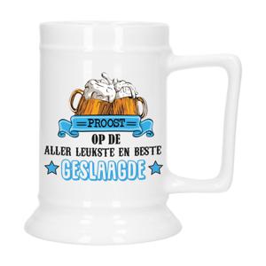 Geslaagd Cadeau Bierpul - blauw - proost beste geslaagde - keramiek - 530 ml   -