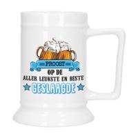 Geslaagd Cadeau Bierpul - blauw - proost beste geslaagde - keramiek - 530 ml   - - thumbnail