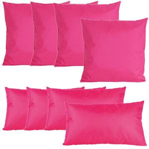 Bank/tuin kussens set - binnen/buiten - 8x stuks - fuchsia roze - In 2 formaten laag/hoog