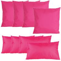 Bank/tuin kussens set - binnen/buiten - 8x stuks - fuchsia roze - In 2 formaten laag/hoog - thumbnail