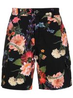 Osklen short cargo en coton à fleurs - Noir