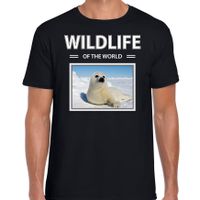 Zeehond t-shirt met dieren foto wildlife of the world zwart voor heren