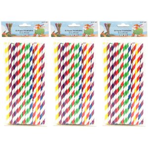 Drinkrietjes - papier - set 150x - multicolor kleuren - 20 cm - verjaardag/feestje