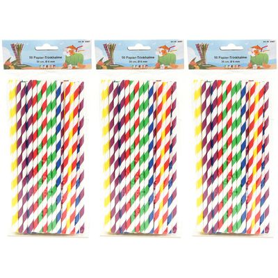 Drinkrietjes - papier - set 150x - multicolor kleuren - 20 cm - verjaardag/feestje