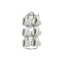 Set van Kopje met Schotel DKD Home Decor Wit Metaal Keramiek 180 ml 12 x 12 x 2 cm