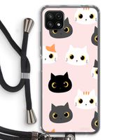 Katten: Samsung Galaxy A22 5G Transparant Hoesje met koord