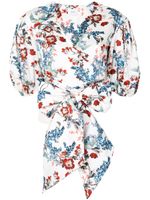 ERDEM robe fleurie à manches bouffantes - Blanc - thumbnail