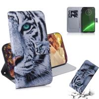 Tijger patroon gekleurde tekening horizontale Flip lederen draagtas voor Motorola Moto G7/Moto G7 Plus met houder & kaartsleuven & portemonnee