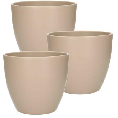 4x Bloempot - taupe - mat - keramiek - voor kamerplant - H17 x D19.5 cm