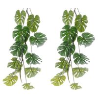 Monstera/gatenplant kunstplant slinger - 2x - 180 cm - groen