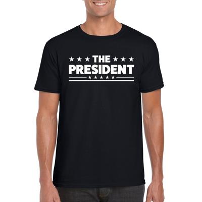The President tekst t-shirt - zwart - voor heren - carnaval - leiding - baas - cadeau