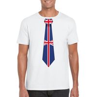 Wit t-shirt met Engeland vlag stropdas heren - thumbnail