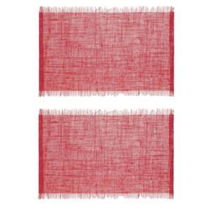 Secret de Gourmet Jute tafel placemat - Set van 10x stuks - rood - 45 x 30 cm - Onderleggers - met r