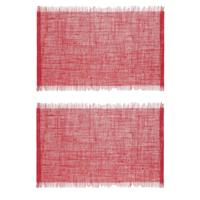 Secret de Gourmet Jute tafel placemat - Set van 10x stuks - rood - 45 x 30 cm - Onderleggers - met r