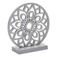 Decoratie Houten Standaard Mandala van Geluk Grijs - 14,5 cm