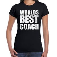 Worlds best coach / werelds beste coach cadeau t-shirt zwart dames - thumbnail