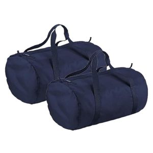 3x stuks navy blauwe ronde polyester reistas/sporttas/weekendtas 32 liter