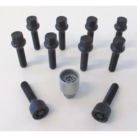 H&R Wielboutenset bolkonisch R12 M12x1.50 - Lengte 43mm - Zwart - 10 stuks (bv. Mercedes) - incl. wi HRB1254302SET