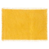 Secret de Gourmet placemats Kenya - 1x - geel - 45 x 30 cm - katoen - met franjes   -